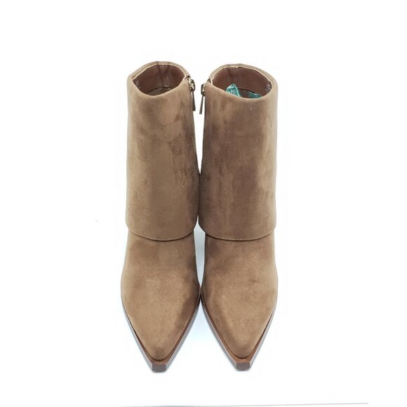 Jessica Simpson Lerra Pointed Toe Ankle Boots Tan Faux Suede Block Heel Size 8.5 - Picture 12 of 13